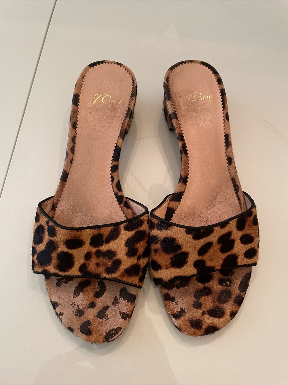 J. Crew Leopard Print Slide Mules in Brown and Black